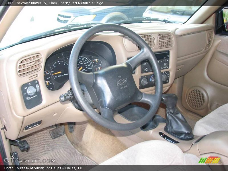 Dark Cherry Red Metallic / Beige 2002 Chevrolet Blazer LS