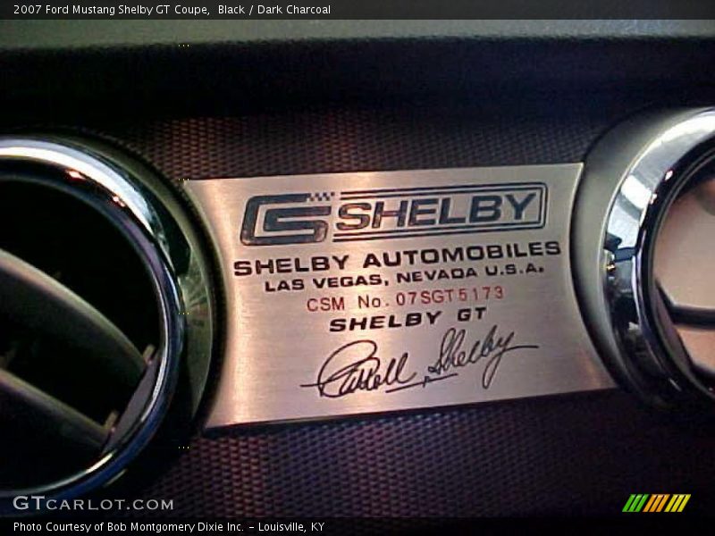 Black / Dark Charcoal 2007 Ford Mustang Shelby GT Coupe