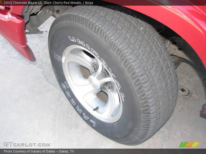 Dark Cherry Red Metallic / Beige 2002 Chevrolet Blazer LS