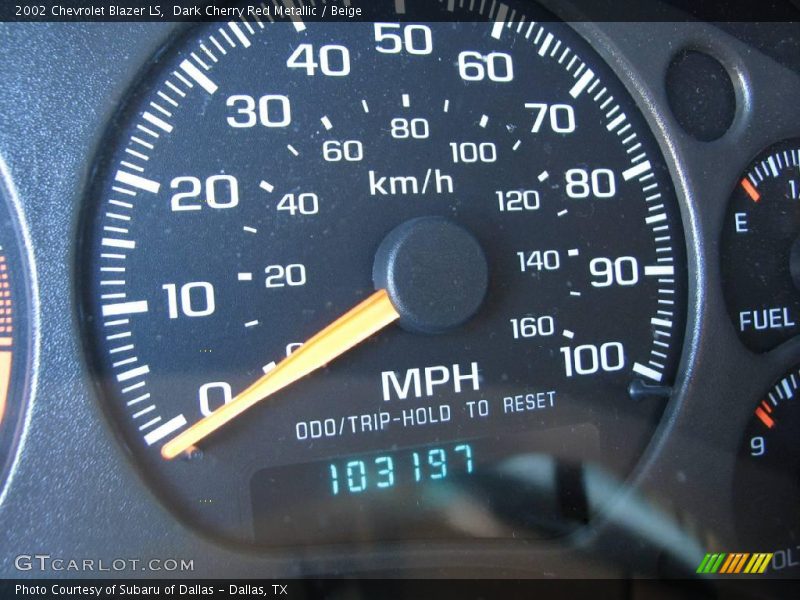 Dark Cherry Red Metallic / Beige 2002 Chevrolet Blazer LS