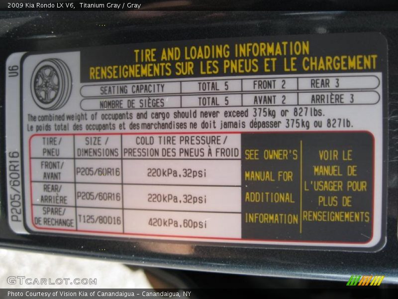 Titanium Gray / Gray 2009 Kia Rondo LX V6