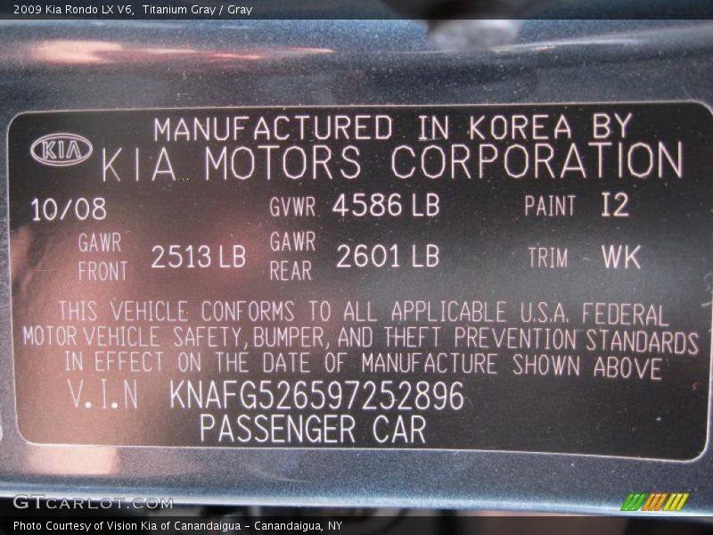 Titanium Gray / Gray 2009 Kia Rondo LX V6