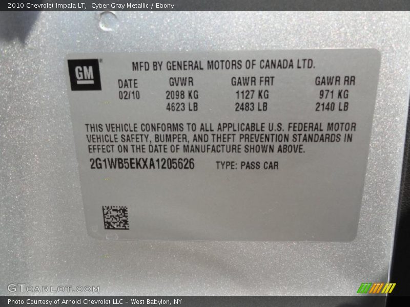 Cyber Gray Metallic / Ebony 2010 Chevrolet Impala LT