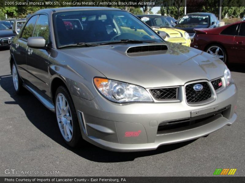 Steel Gray Metallic / Anthracite Black/Blue Alcantara 2006 Subaru Impreza WRX STi