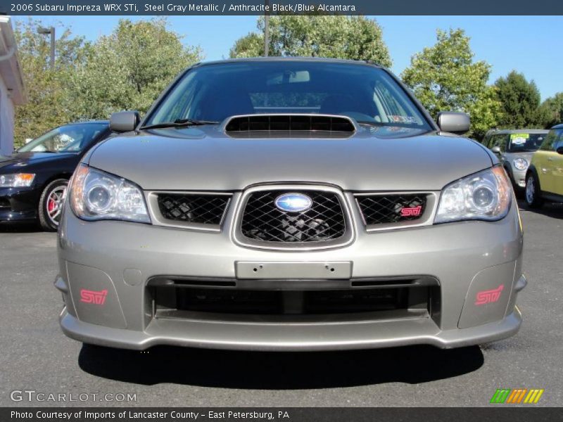 Steel Gray Metallic / Anthracite Black/Blue Alcantara 2006 Subaru Impreza WRX STi