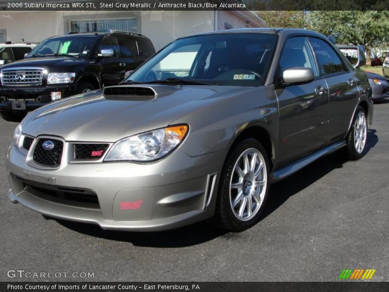 Steel Gray Metallic / Anthracite Black/Blue Alcantara 2006 Subaru Impreza WRX STi