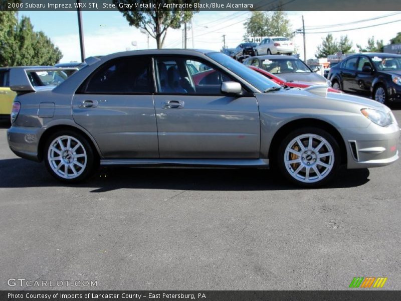 Steel Gray Metallic / Anthracite Black/Blue Alcantara 2006 Subaru Impreza WRX STi