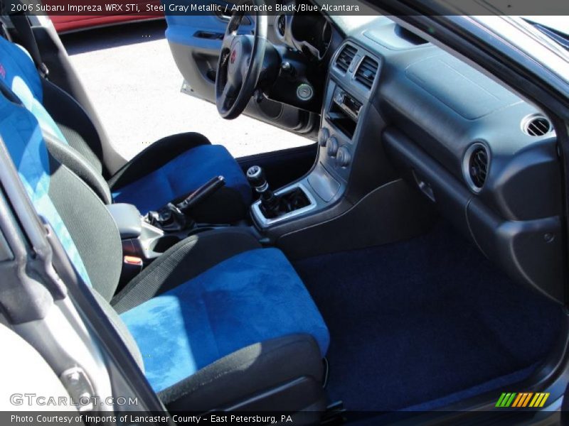 Steel Gray Metallic / Anthracite Black/Blue Alcantara 2006 Subaru Impreza WRX STi