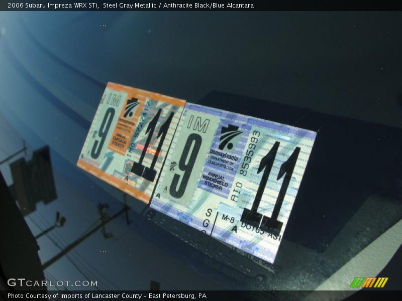 Steel Gray Metallic / Anthracite Black/Blue Alcantara 2006 Subaru Impreza WRX STi