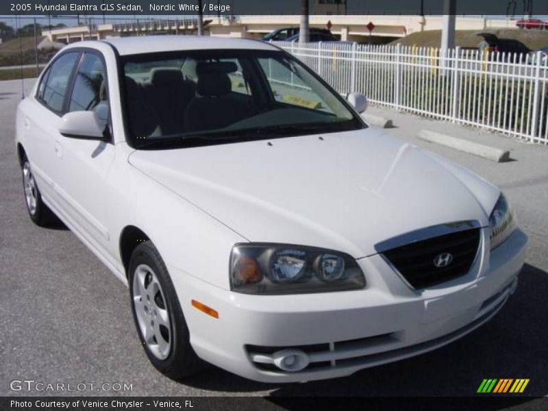 Nordic White / Beige 2005 Hyundai Elantra GLS Sedan