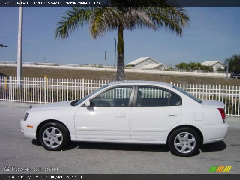 Nordic White / Beige 2005 Hyundai Elantra GLS Sedan