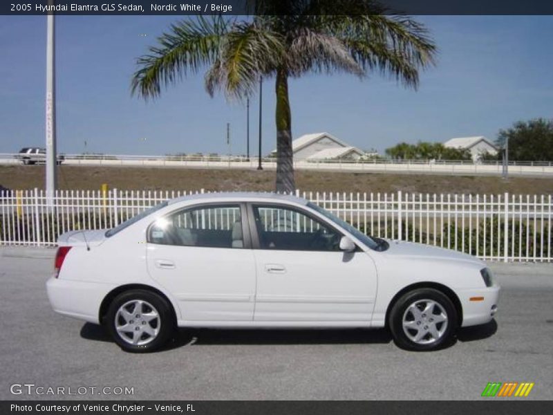 Nordic White / Beige 2005 Hyundai Elantra GLS Sedan