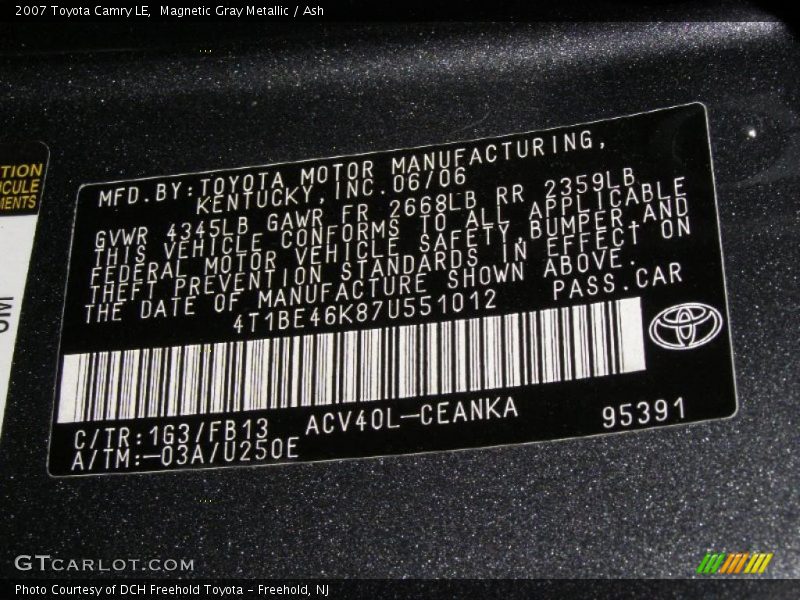 Magnetic Gray Metallic / Ash 2007 Toyota Camry LE