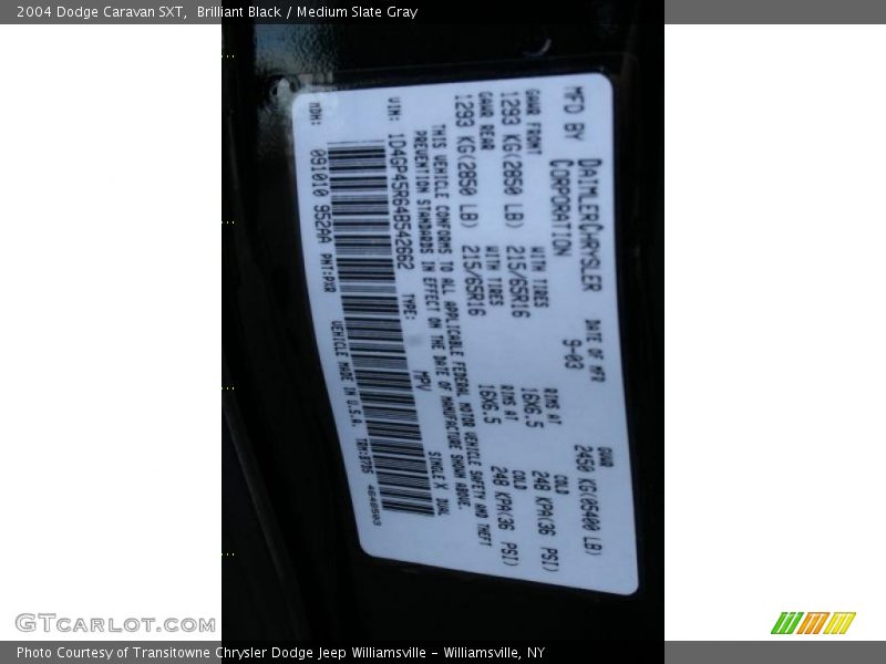 Brilliant Black / Medium Slate Gray 2004 Dodge Caravan SXT
