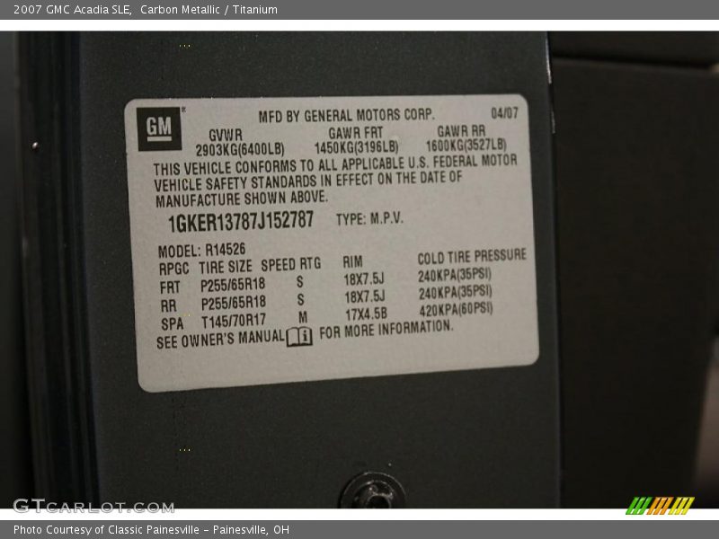 Carbon Metallic / Titanium 2007 GMC Acadia SLE