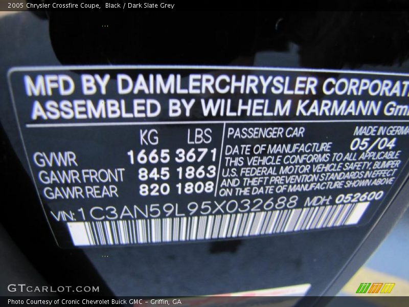 Black / Dark Slate Grey 2005 Chrysler Crossfire Coupe