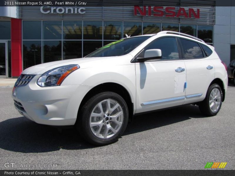 Pearl White / Gray 2011 Nissan Rogue SL AWD