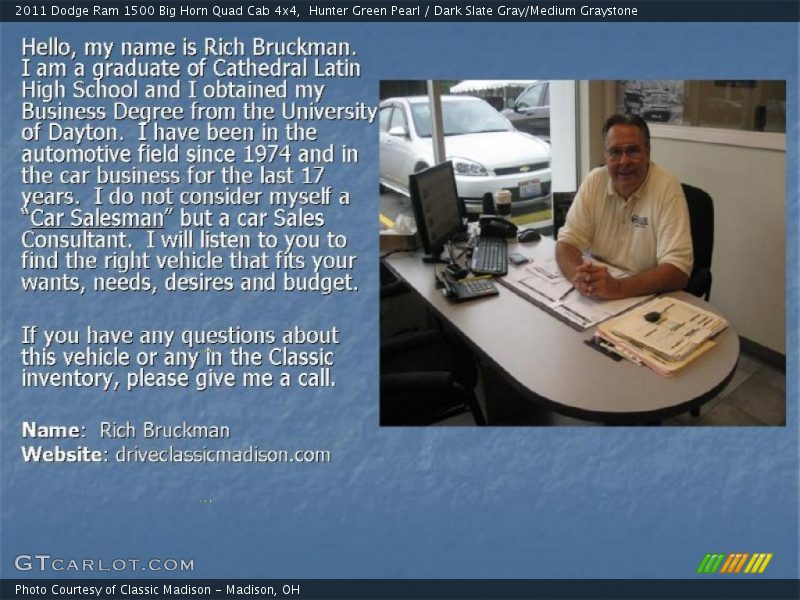 Hunter Green Pearl / Dark Slate Gray/Medium Graystone 2011 Dodge Ram 1500 Big Horn Quad Cab 4x4