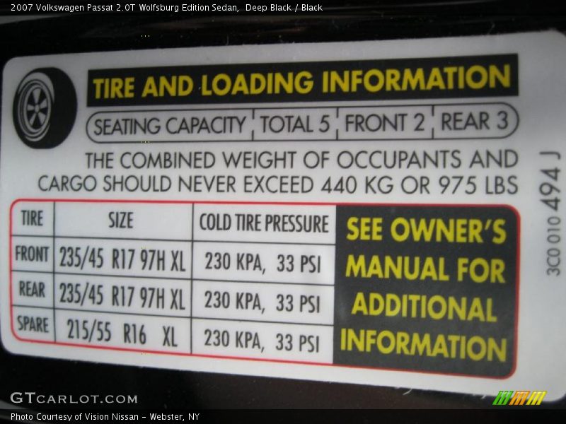 Deep Black / Black 2007 Volkswagen Passat 2.0T Wolfsburg Edition Sedan