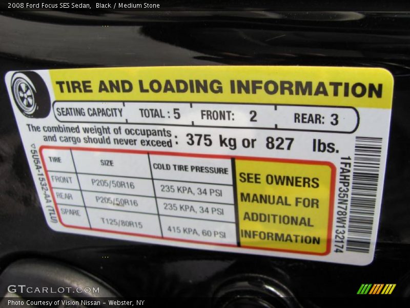 Black / Medium Stone 2008 Ford Focus SES Sedan