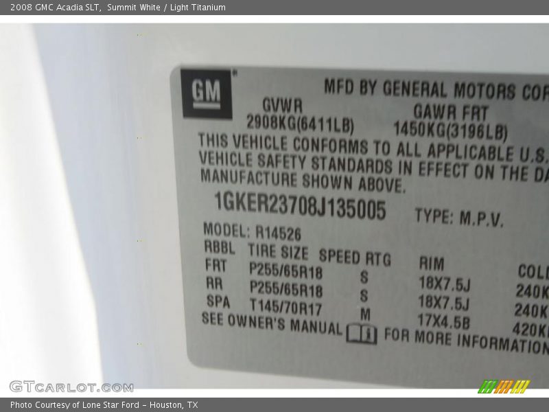 Summit White / Light Titanium 2008 GMC Acadia SLT