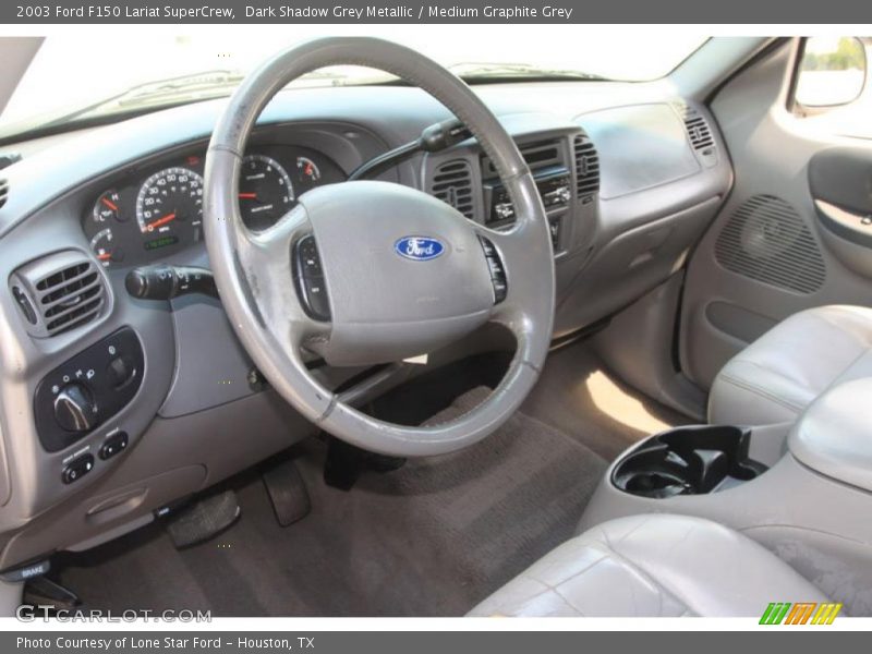 Dark Shadow Grey Metallic / Medium Graphite Grey 2003 Ford F150 Lariat SuperCrew