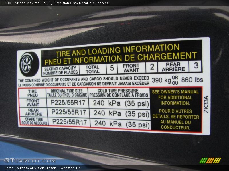 Precision Gray Metallic / Charcoal 2007 Nissan Maxima 3.5 SL