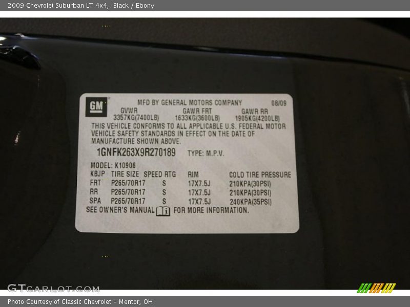 Black / Ebony 2009 Chevrolet Suburban LT 4x4