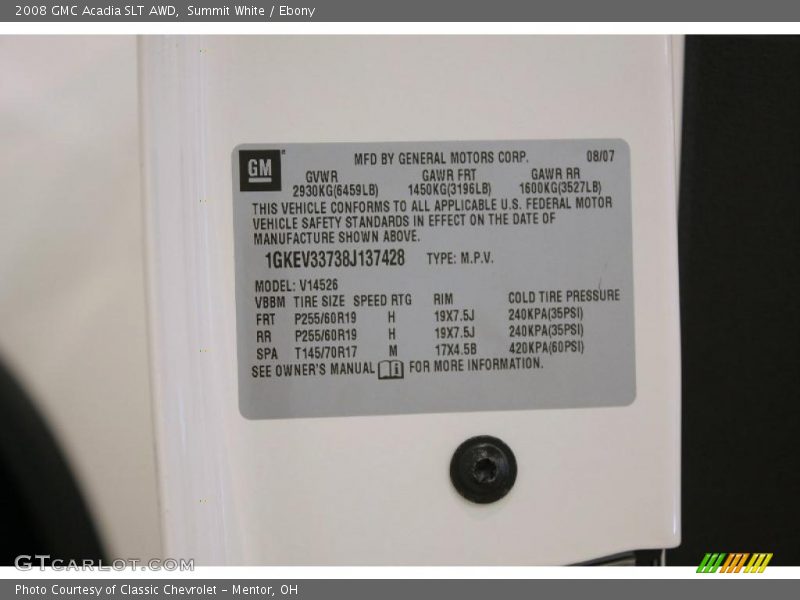 Summit White / Ebony 2008 GMC Acadia SLT AWD