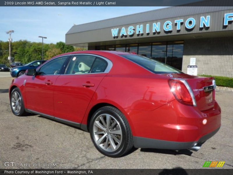 Sangria Red Metallic / Light Camel 2009 Lincoln MKS AWD Sedan