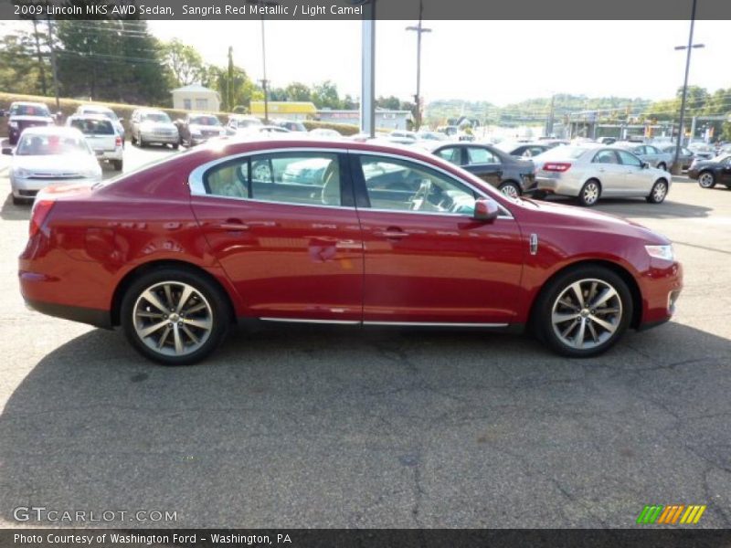 Sangria Red Metallic / Light Camel 2009 Lincoln MKS AWD Sedan