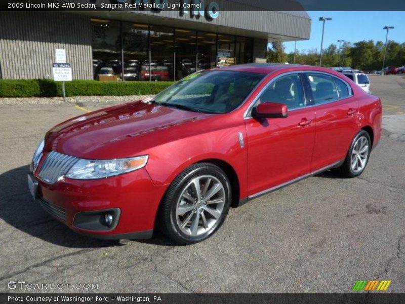 Sangria Red Metallic / Light Camel 2009 Lincoln MKS AWD Sedan