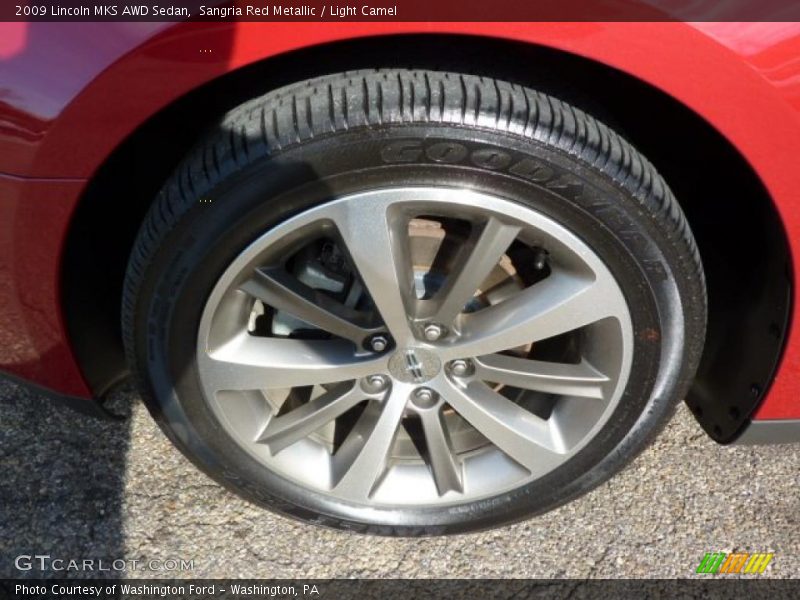 Sangria Red Metallic / Light Camel 2009 Lincoln MKS AWD Sedan