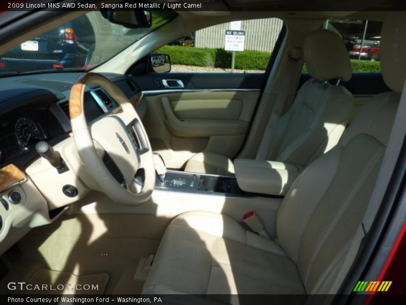 Sangria Red Metallic / Light Camel 2009 Lincoln MKS AWD Sedan