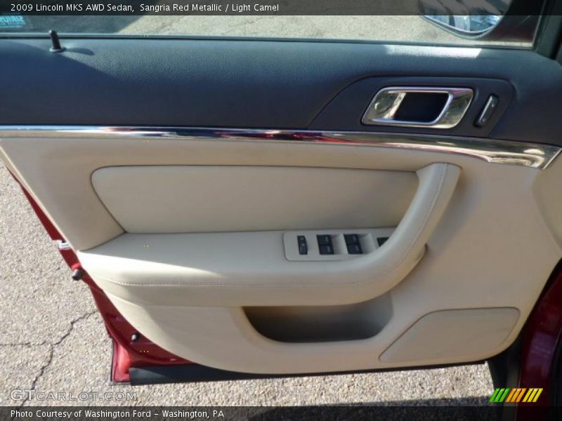 Sangria Red Metallic / Light Camel 2009 Lincoln MKS AWD Sedan