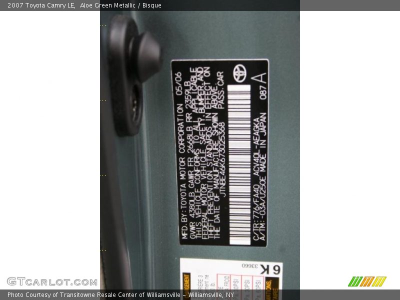 Aloe Green Metallic / Bisque 2007 Toyota Camry LE