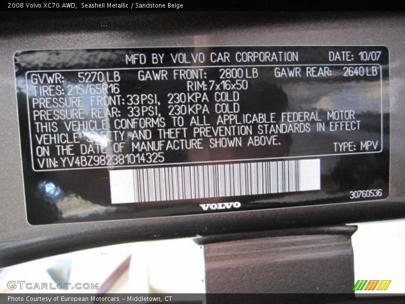 Seashell Metallic / Sandstone Beige 2008 Volvo XC70 AWD