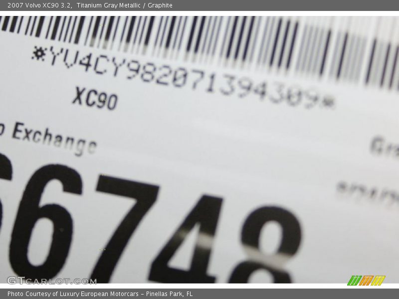 Titanium Gray Metallic / Graphite 2007 Volvo XC90 3.2