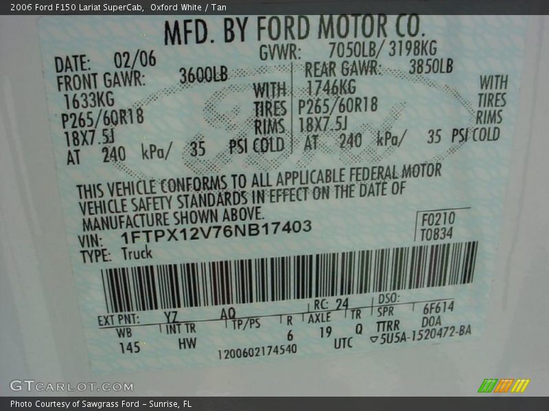 Oxford White / Tan 2006 Ford F150 Lariat SuperCab