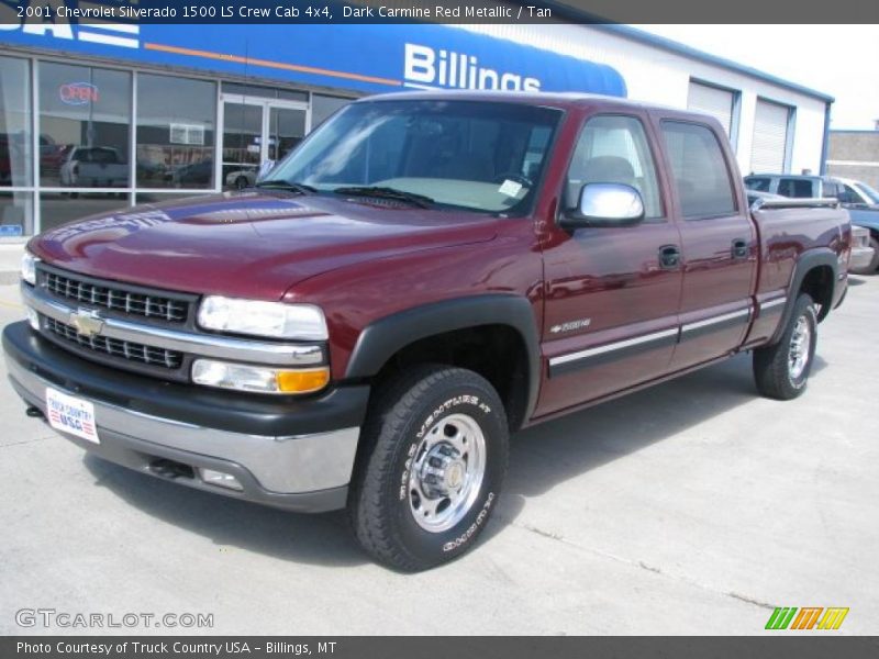 Dark Carmine Red Metallic / Tan 2001 Chevrolet Silverado 1500 LS Crew Cab 4x4