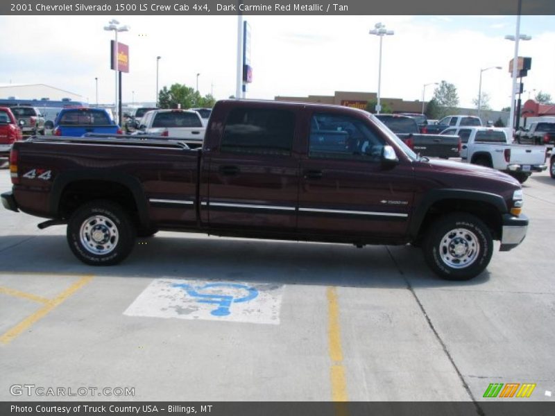 Dark Carmine Red Metallic / Tan 2001 Chevrolet Silverado 1500 LS Crew Cab 4x4