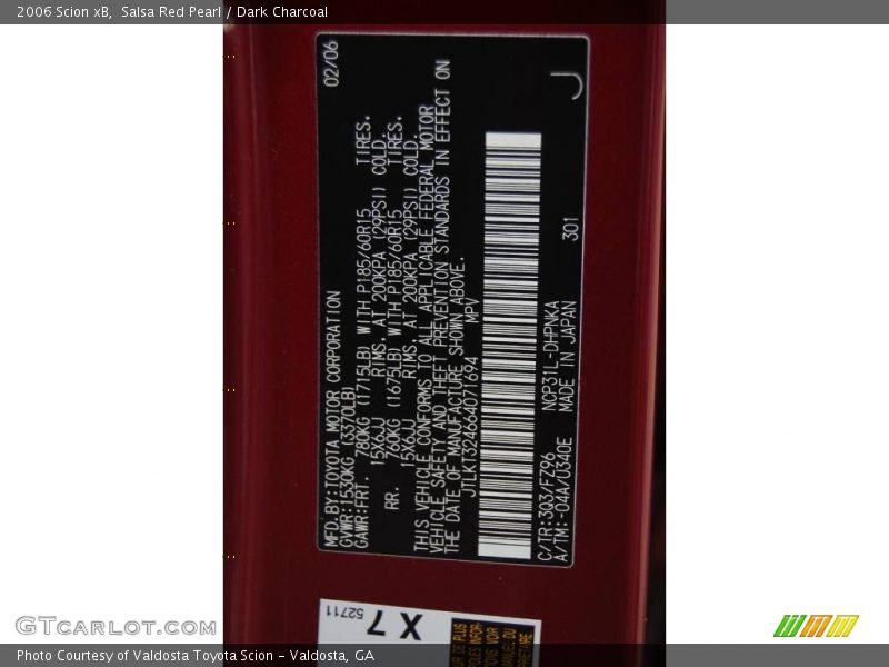Salsa Red Pearl / Dark Charcoal 2006 Scion xB