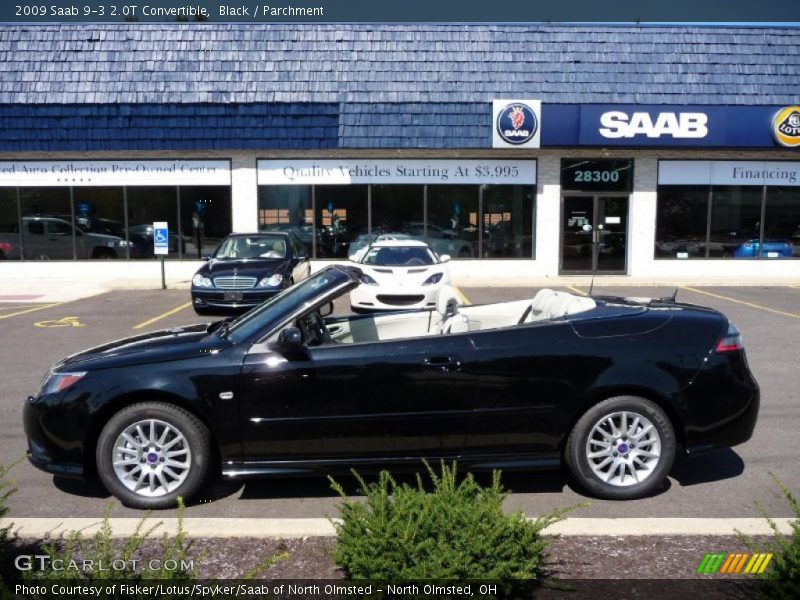 Black / Parchment 2009 Saab 9-3 2.0T Convertible