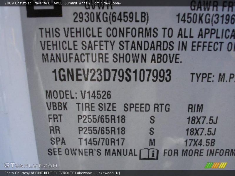 Summit White / Light Gray/Ebony 2009 Chevrolet Traverse LT AWD