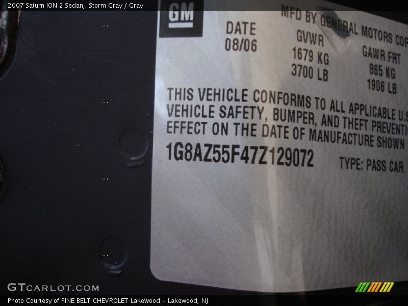 Storm Gray / Gray 2007 Saturn ION 2 Sedan