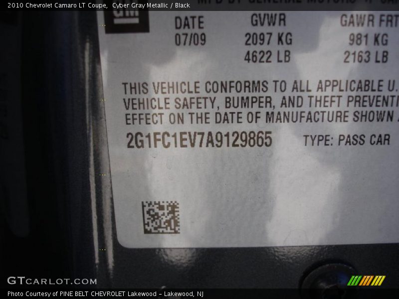 Cyber Gray Metallic / Black 2010 Chevrolet Camaro LT Coupe