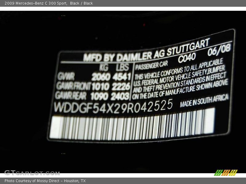 Black / Black 2009 Mercedes-Benz C 300 Sport