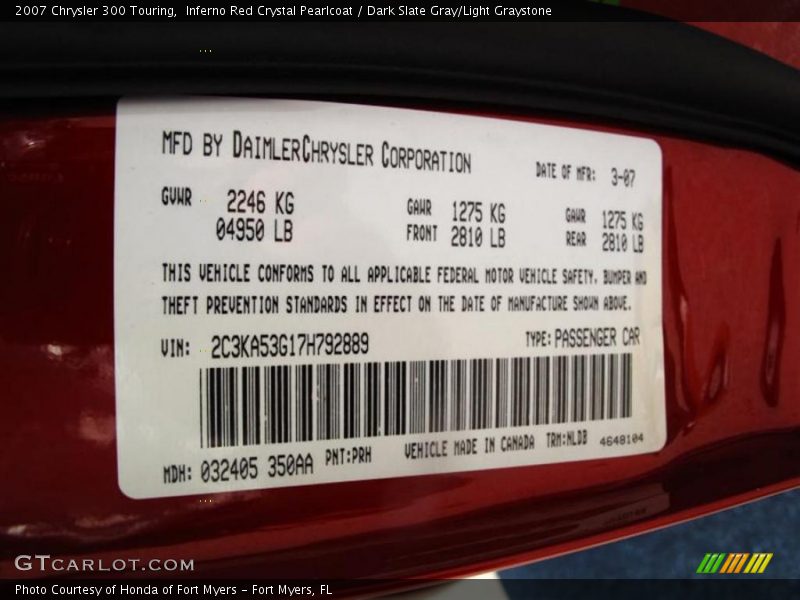 Inferno Red Crystal Pearlcoat / Dark Slate Gray/Light Graystone 2007 Chrysler 300 Touring