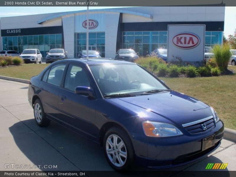 Eternal Blue Pearl / Gray 2003 Honda Civic EX Sedan