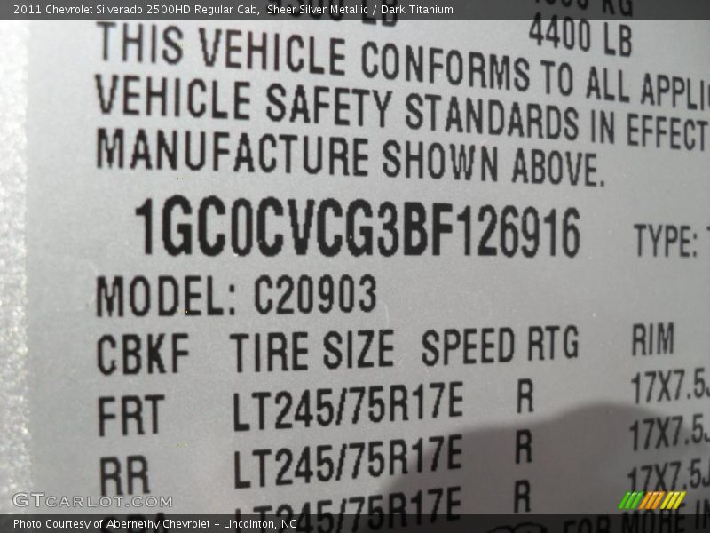 Sheer Silver Metallic / Dark Titanium 2011 Chevrolet Silverado 2500HD Regular Cab